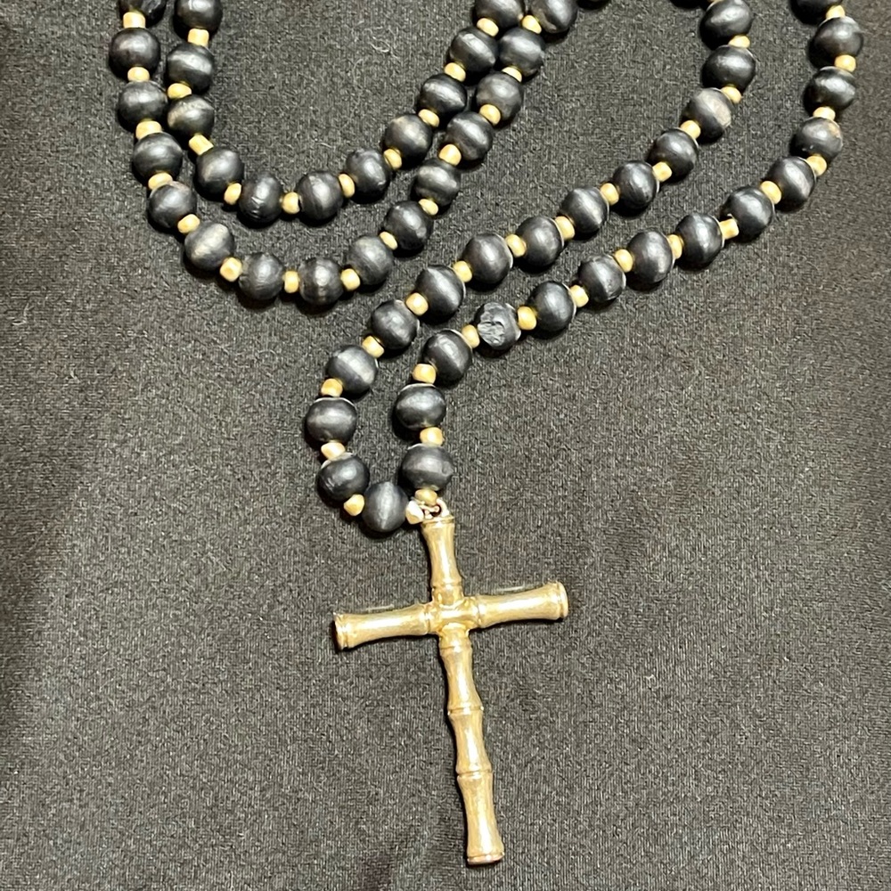 Long beaded cross necklace